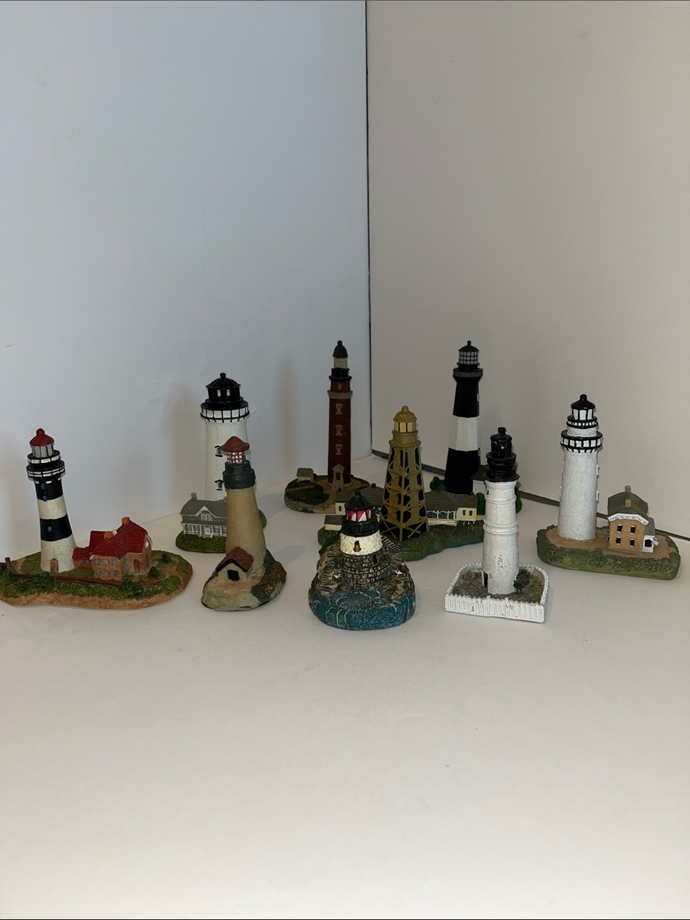 9 Assorted White and Black Lighthouse Decorative Accents - Unbranded